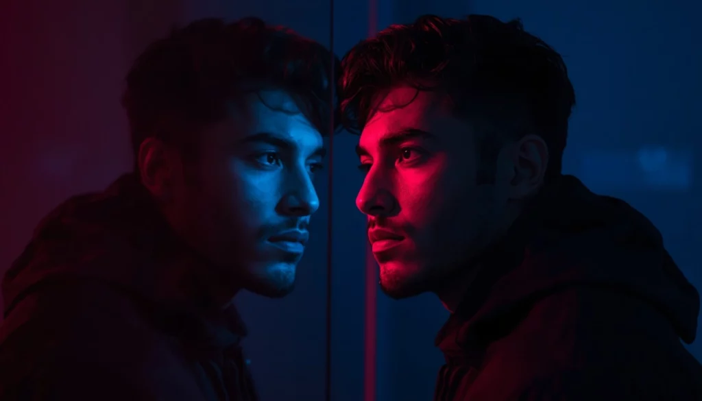 Concepto abstracto y elegante que representa la transformación de la mente desde los celos al morbo en la pareja